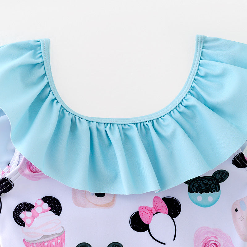 (In Stock)Girls Spring and Summer Cartoon Print Swimsuit
