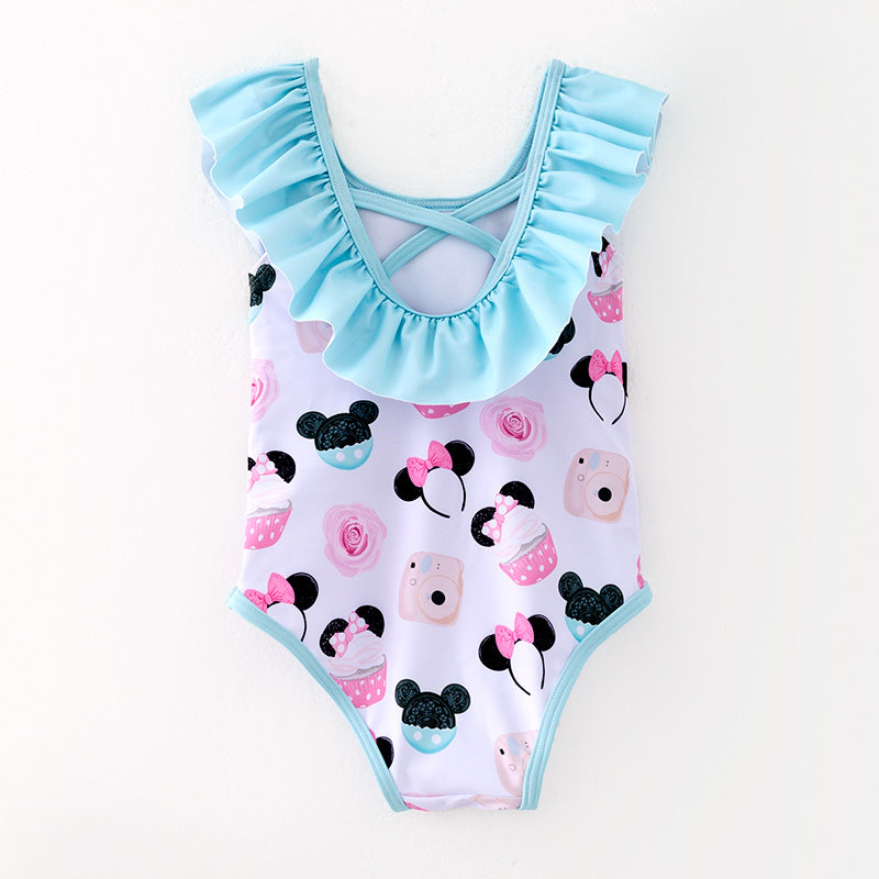 (In Stock)Girls Spring and Summer Cartoon Print Swimsuit