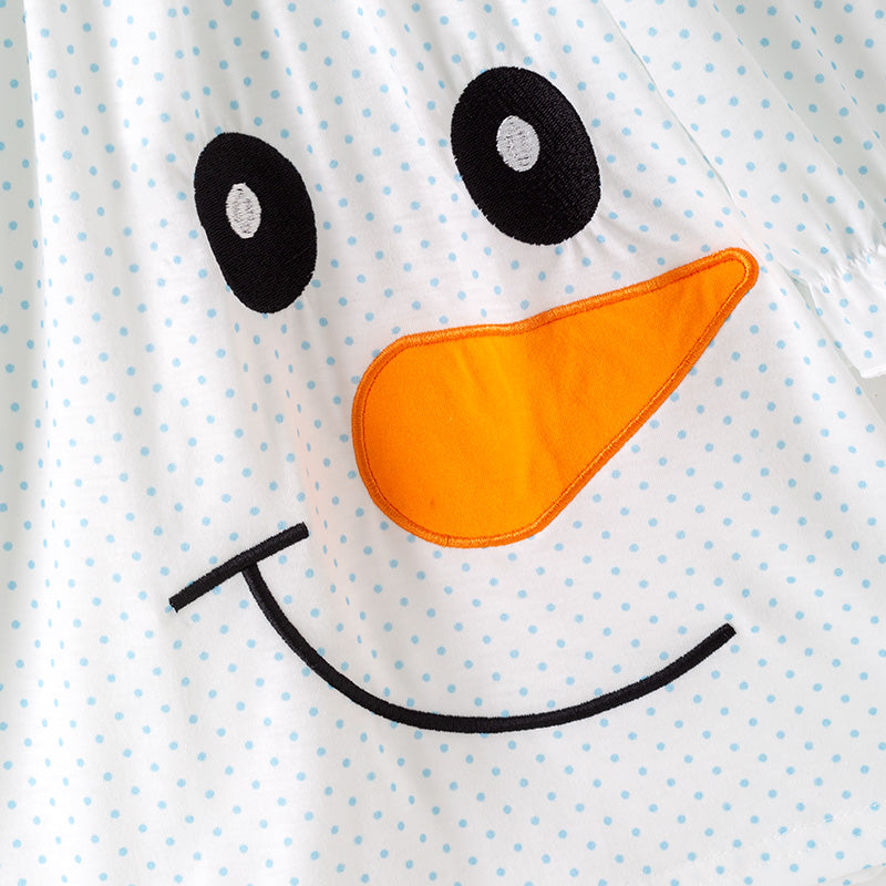(In Stock)Girls Christmas Snowman Applique Dress