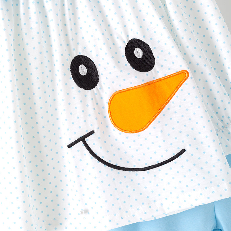 (In Stock)Girls Christmas Snowman Applique Outfit Set