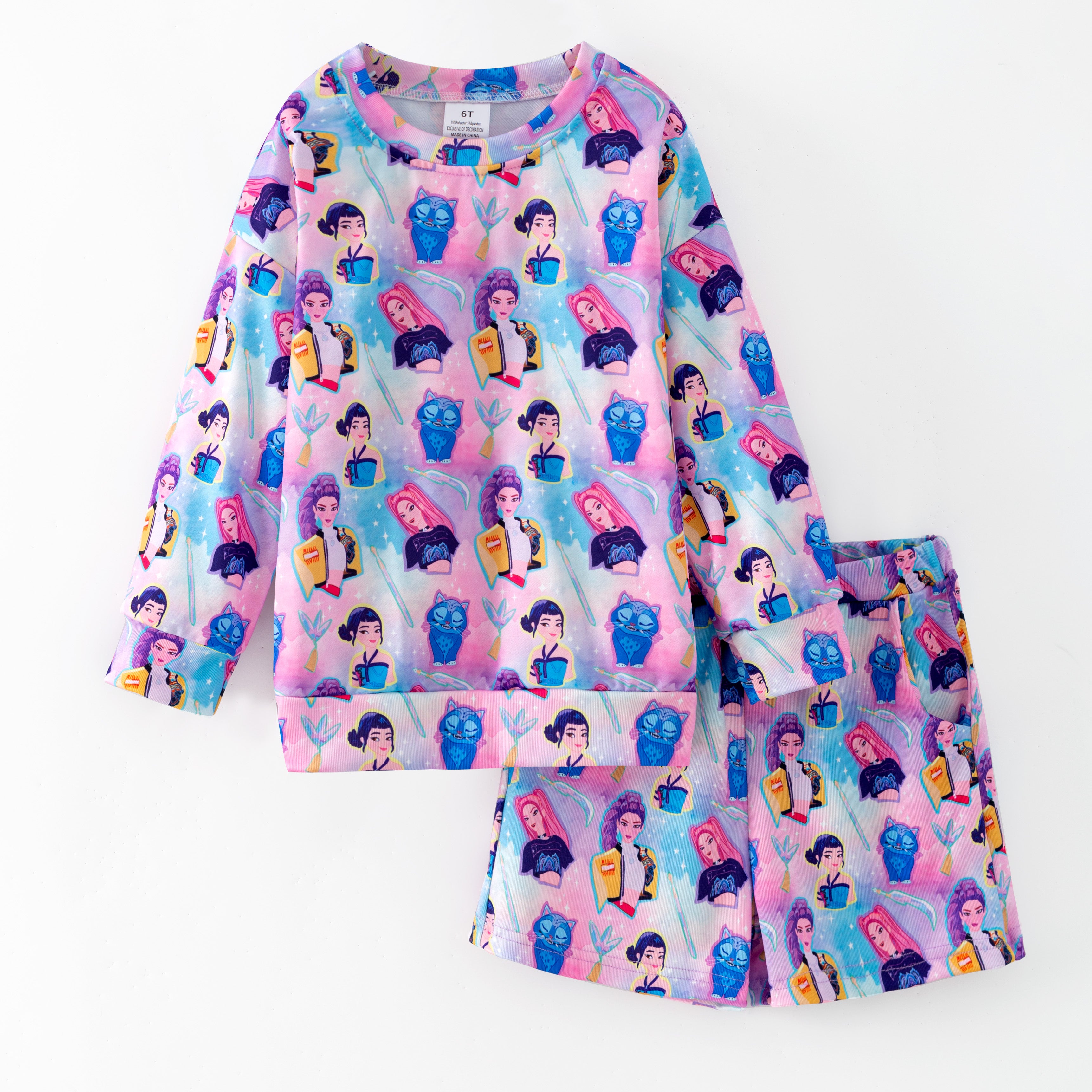 (Pre Order,Prepack Zone)Girls Movie Character Print Shorts Set(Mix Size)