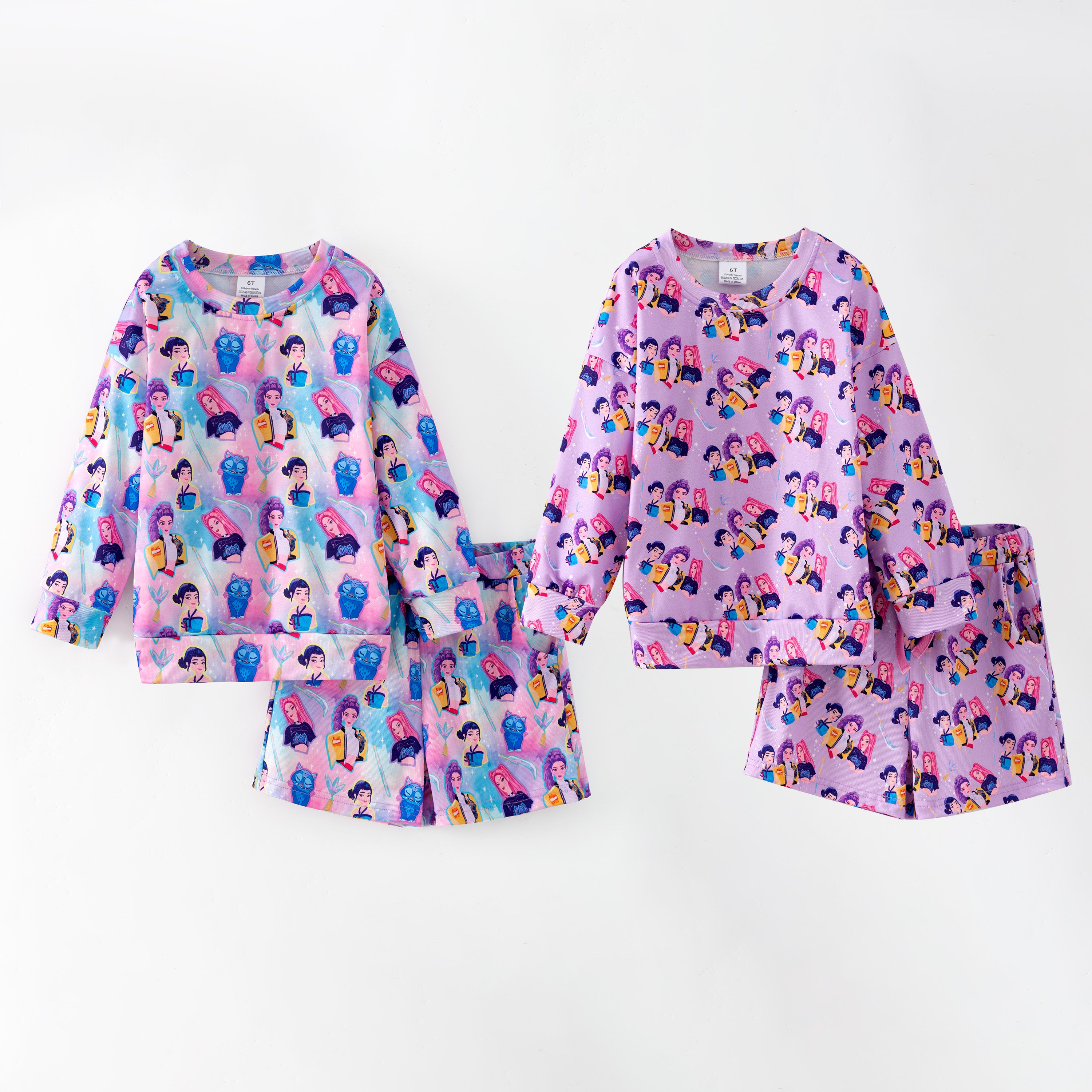 (Pre Order,Prepack Zone)Girls Movie Character Print Shorts Set(Mix Size)