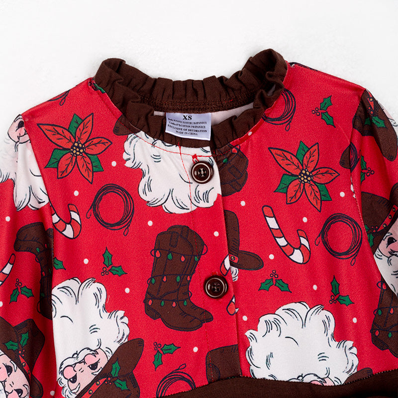 (In Stock G22-1-1)Girls Christmas Print Dress