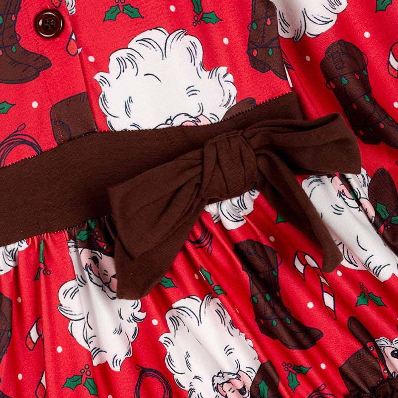 (In Stock G22-1-1)Girls Christmas Print Dress