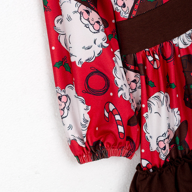 (In Stock G22-1-1)Girls Christmas Print Dress