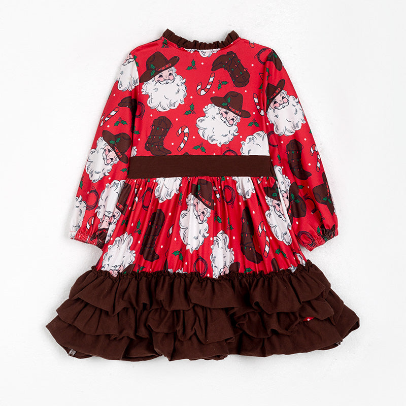 (In Stock G22-1-1)Girls Christmas Print Dress