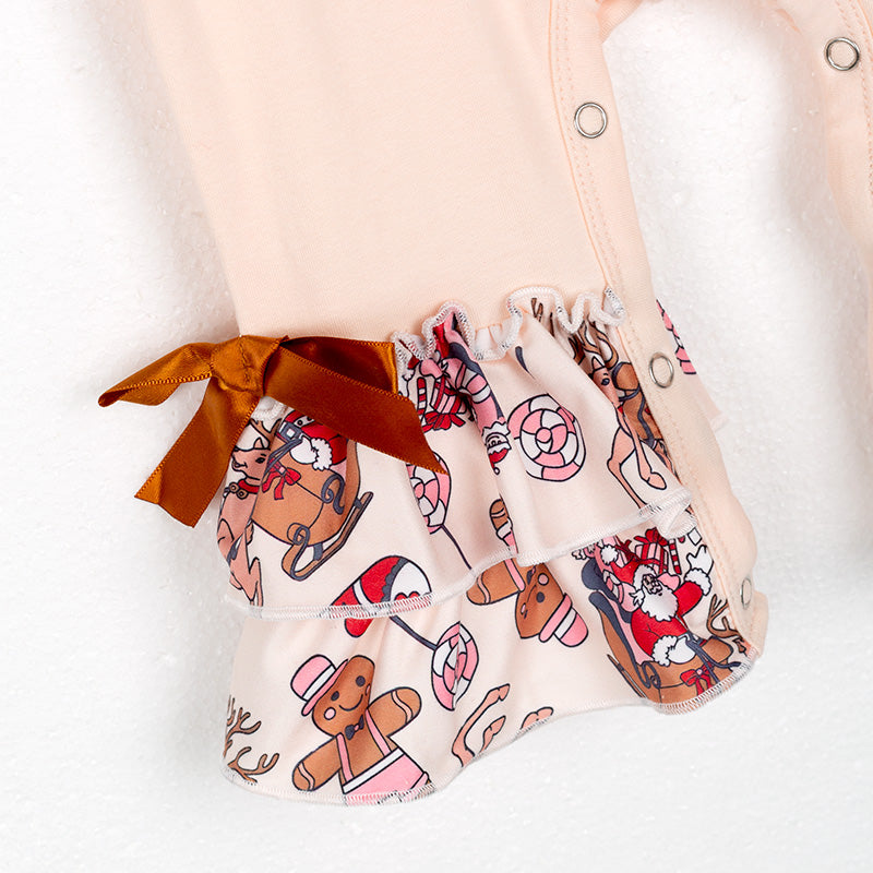 (In Stock G22-1-1)Baby Girls Christmas Applique Romper