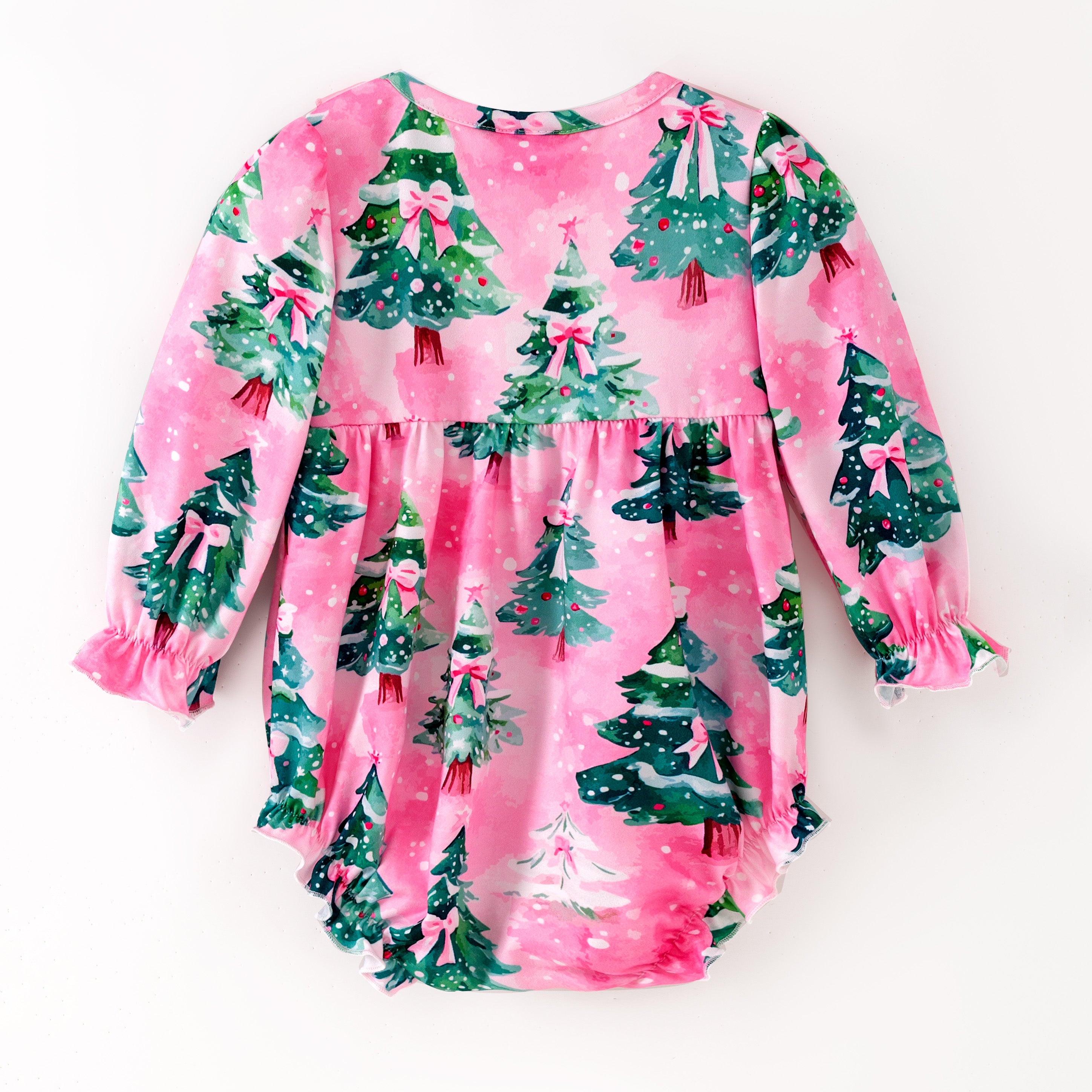 (Pre Order,Prepack Zone)Girls Christmas Tree Print Dress&Romper