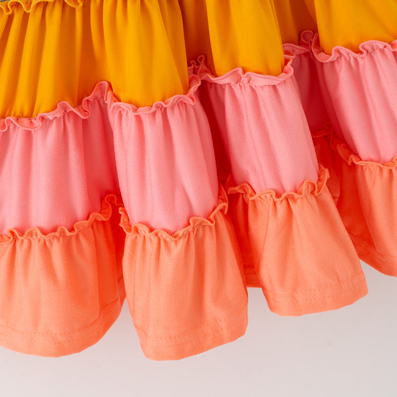 (In Stock)Mommy and Me Fall&Winter Color Matching Smocked Dress