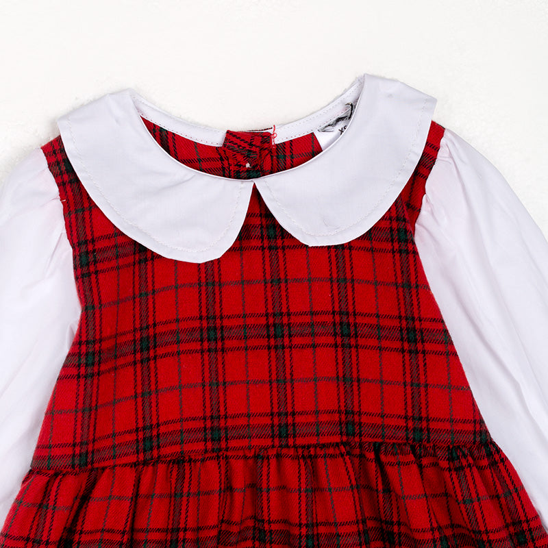 (In Stock)Girls Christmas Red Plaid Dress