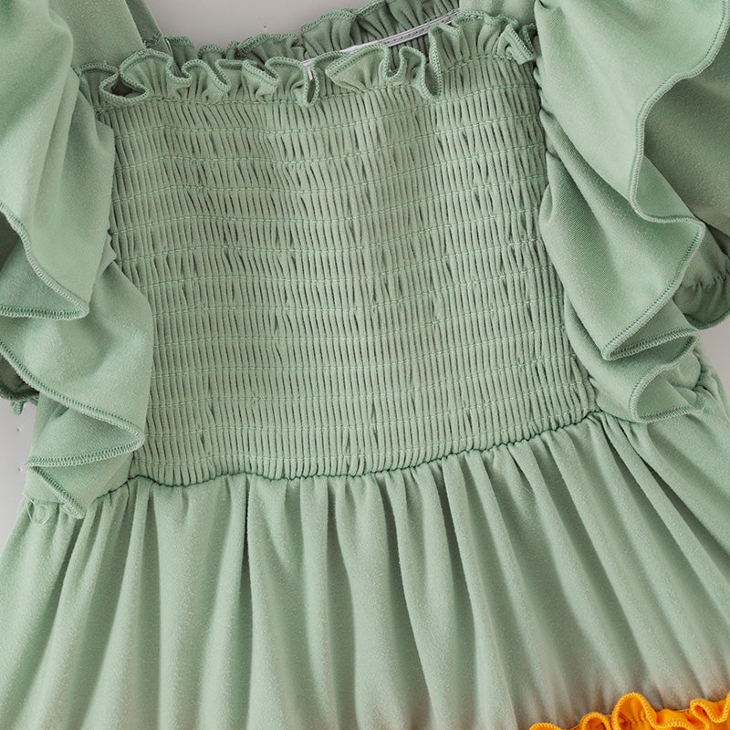 (In Stock)Mommy and Me Fall&Winter Color Matching Smocked Dress