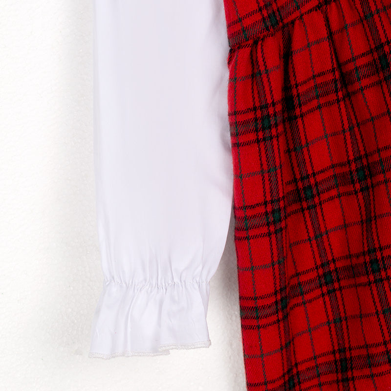 (In Stock)Girls Christmas Red Plaid Dress