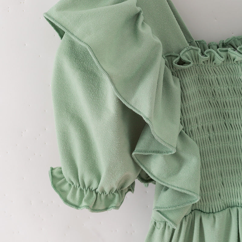 (In Stock)Mommy and Me Fall&Winter Color Matching Smocked Dress