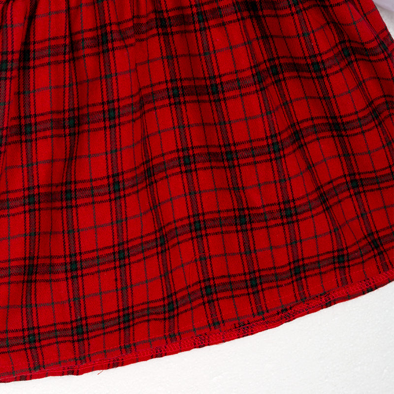 (In Stock)Girls Christmas Red Plaid Dress