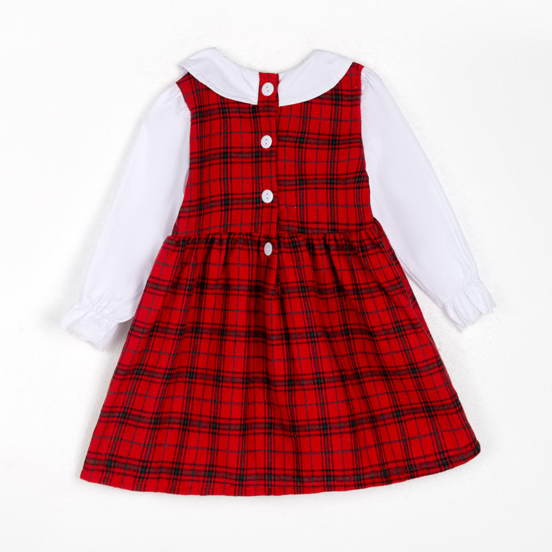 (In Stock)Girls Christmas Red Plaid Dress