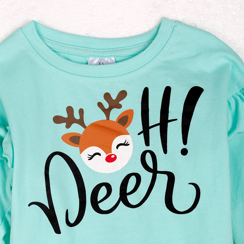 (In Stock G9-4-2)Girls Christmas Print Outfit Set