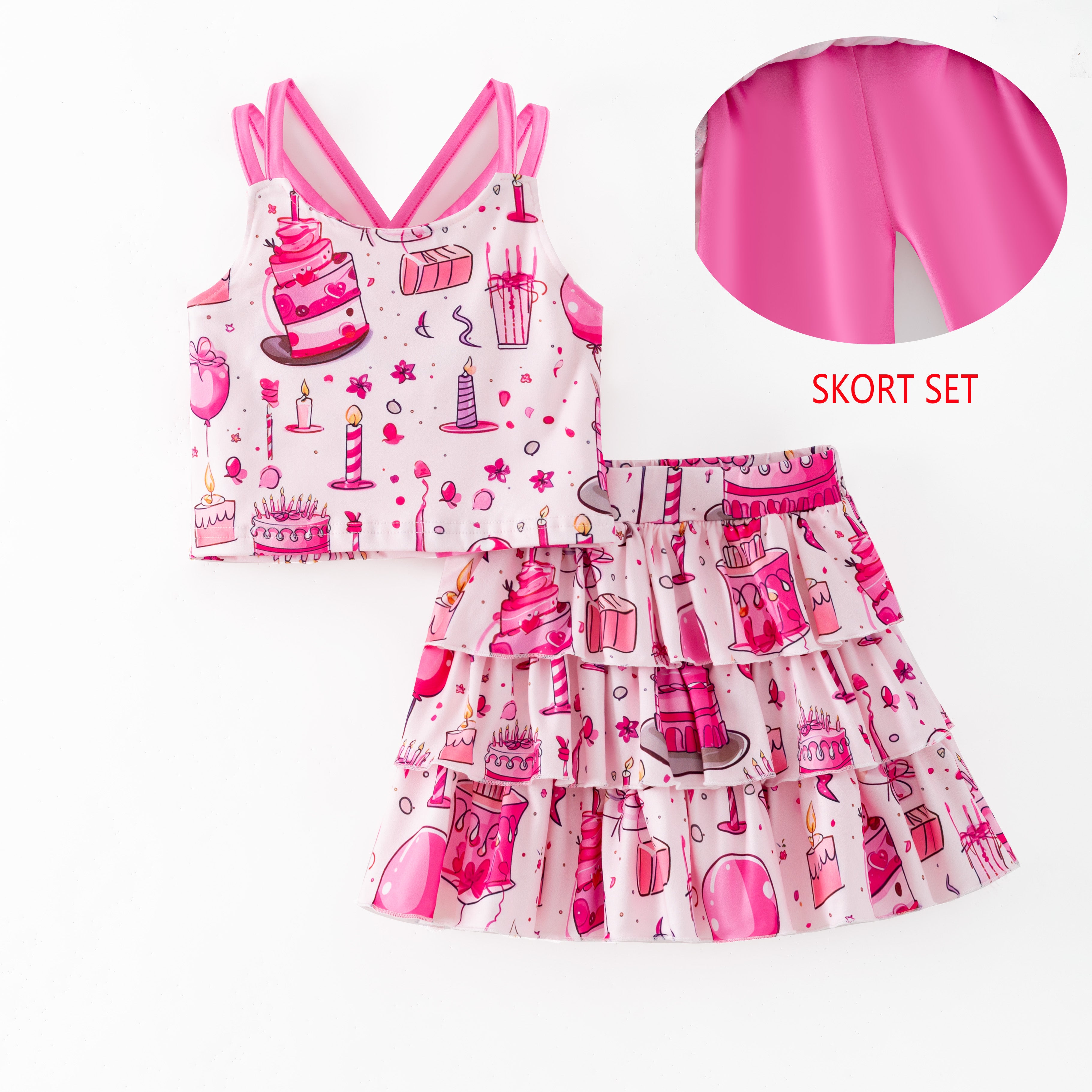 (Pre Order,Prepack Zone)Girls Spring&Summer Cartoon Print Skort Set(Mix Size)