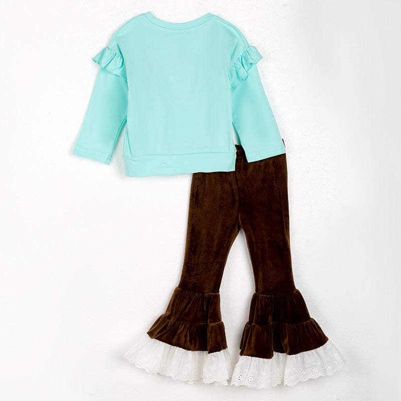 (In Stock G9-4-2)Girls Christmas Print Outfit Set