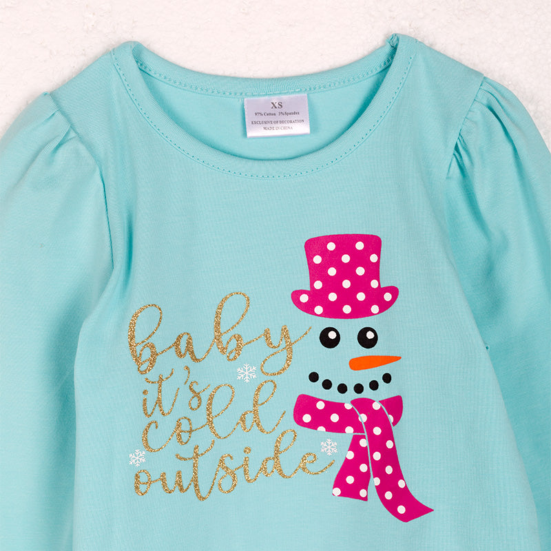 (In Stock)Girls Christmas Print Skirt Set