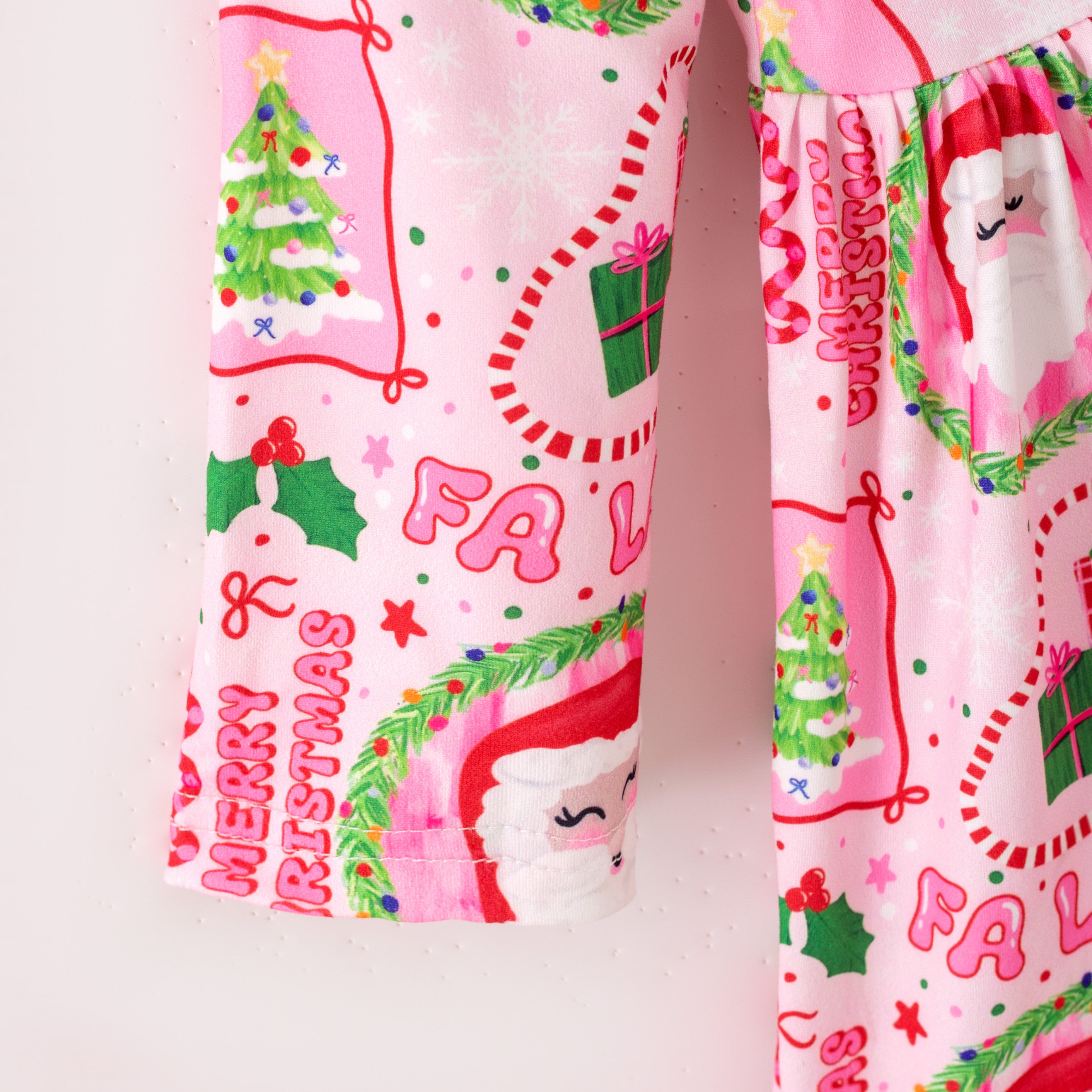 (Pre Order)Girls Christmas Santa Claus Print Dress&Outfit Set