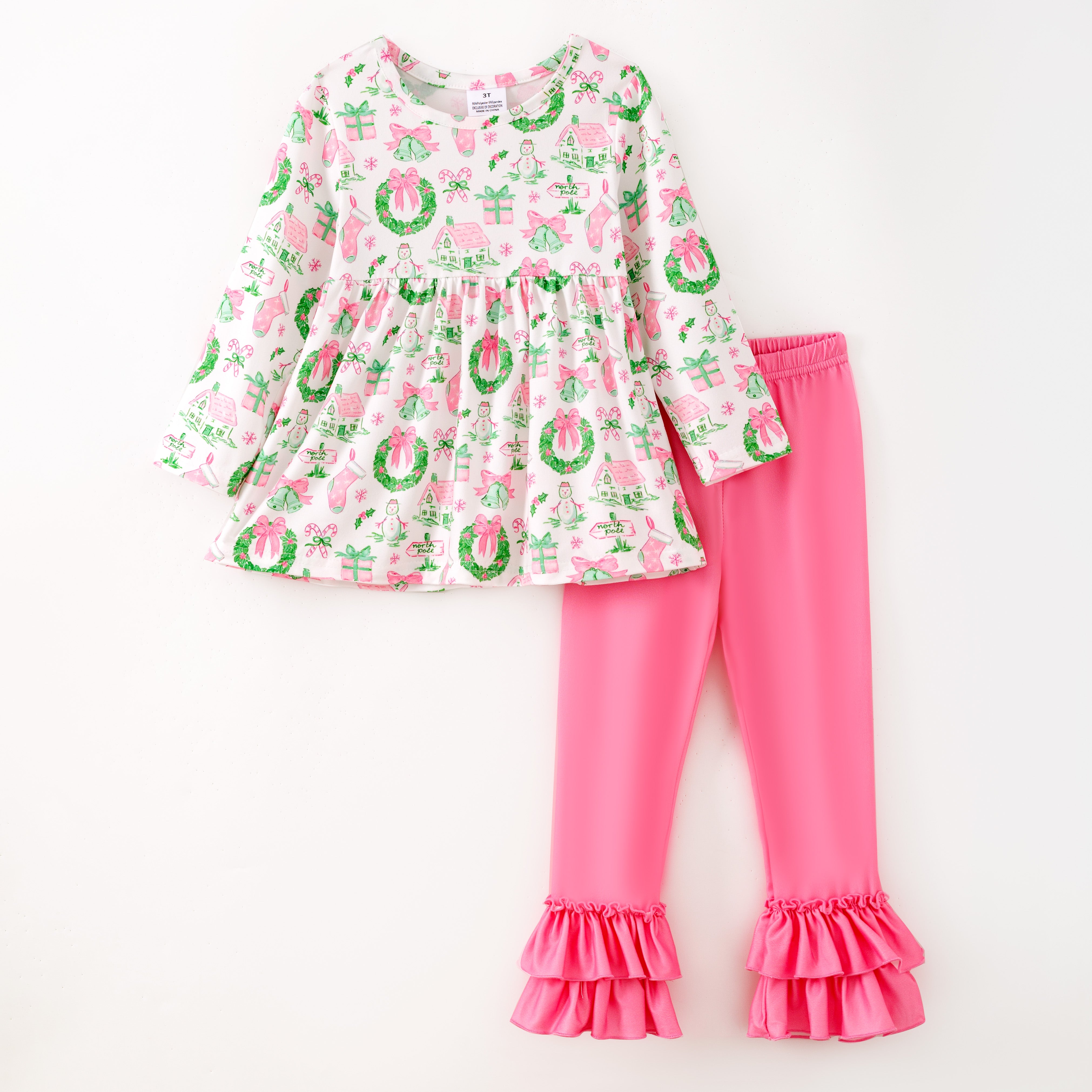 (Pre Order,Prepack Zone)Girls Christmas Print Dress&Set