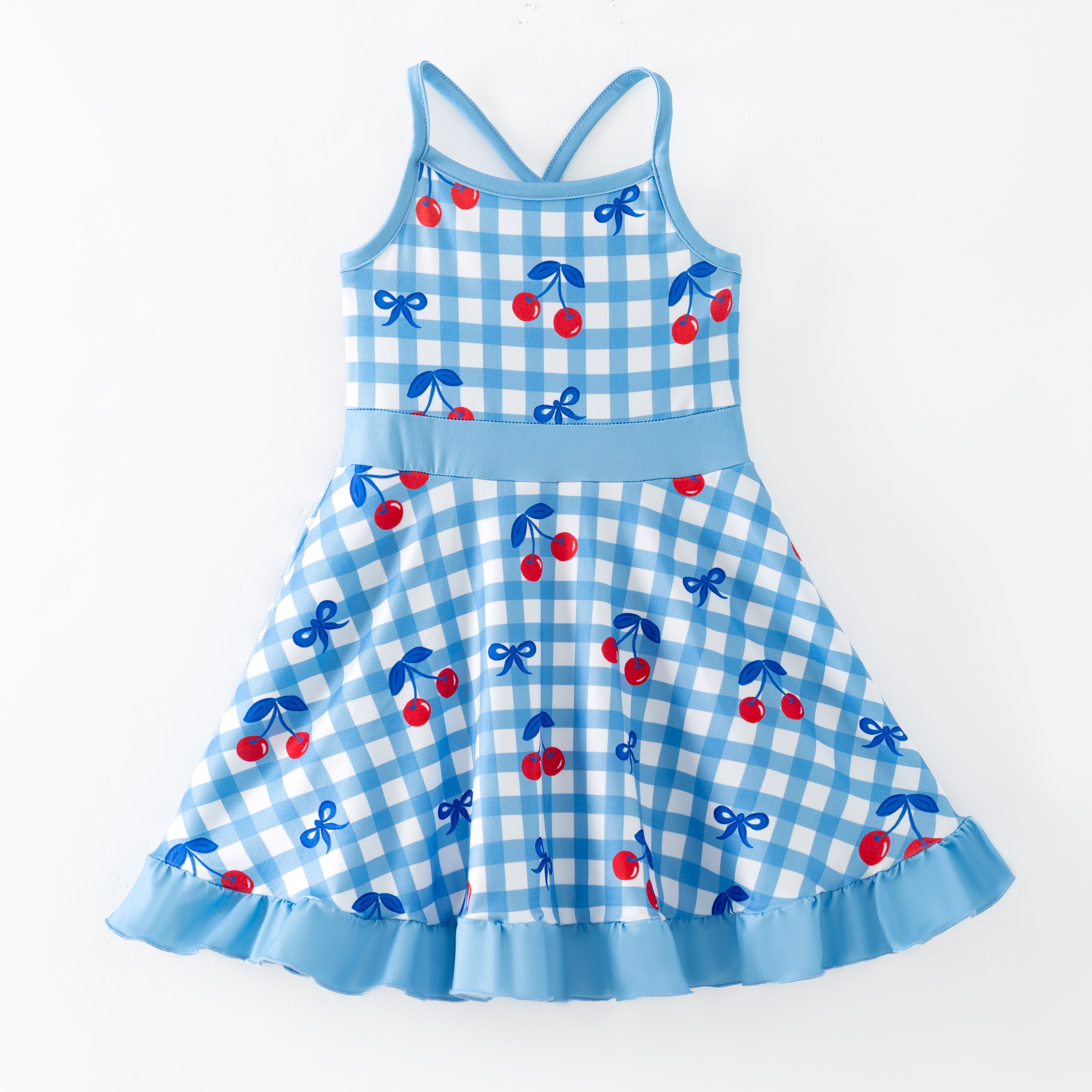 (Pre Order,Prepack Zone)Girls Spring&Summer Cherry Print Dress,Skort Set(Mix Size)