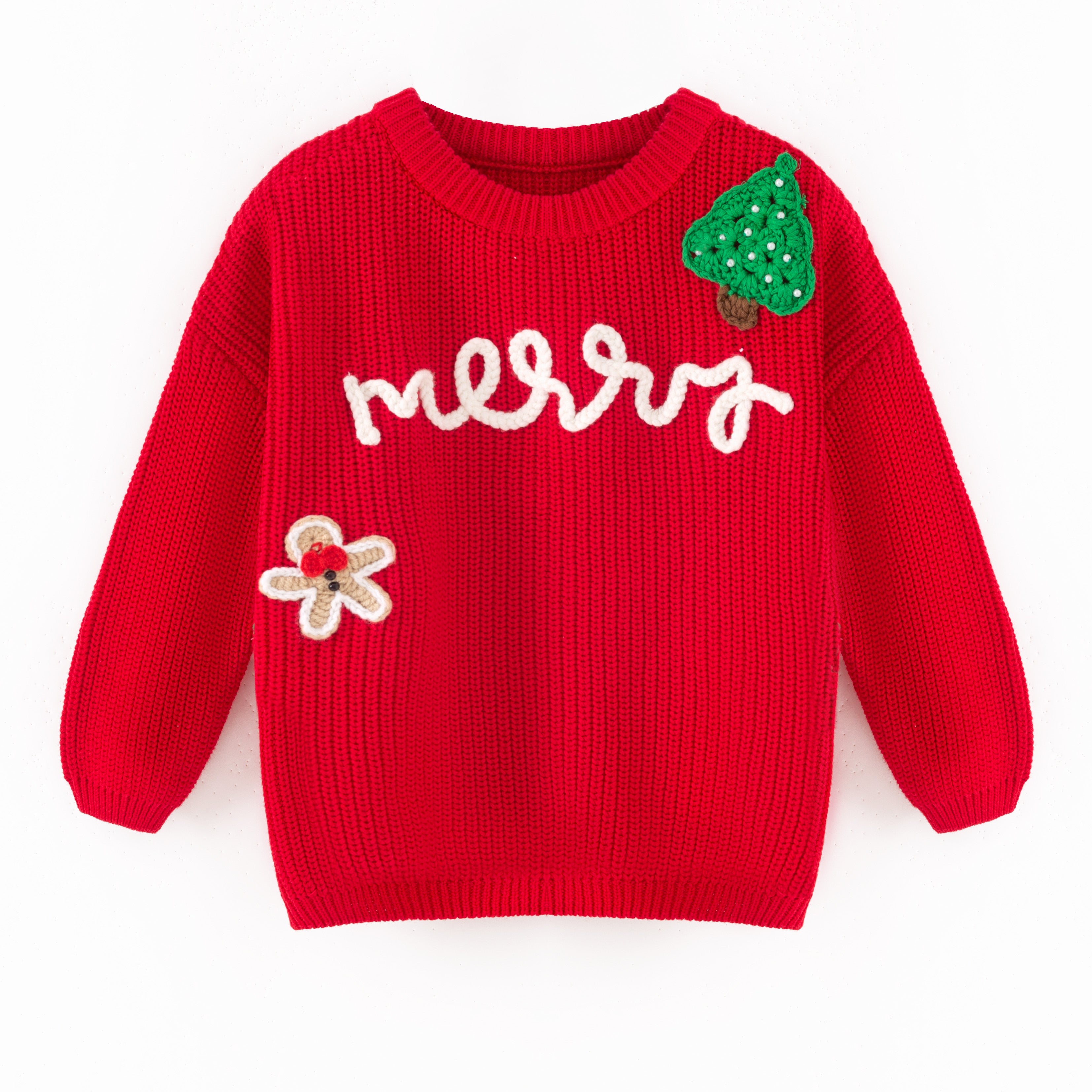 (In Stock+Pre Order)Girls Fall&Winter Red Solid Color Custom Embroidery Sweater