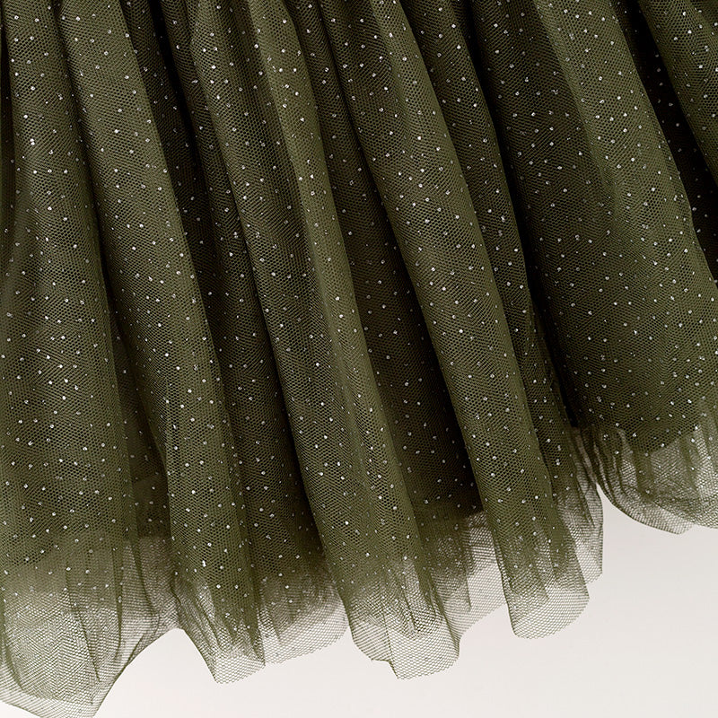(In Stock)Girls Fall&Winter Pumpkin Print Tulle Dress