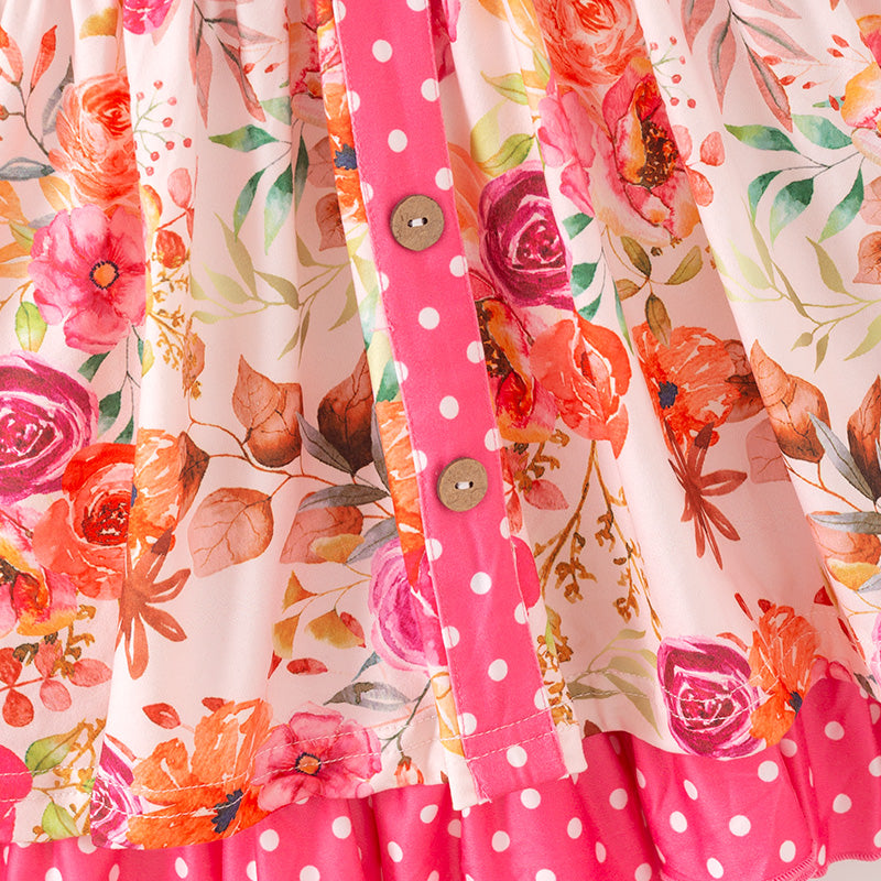 (In Stock)Girls Fall&Winter Floral Print Dress