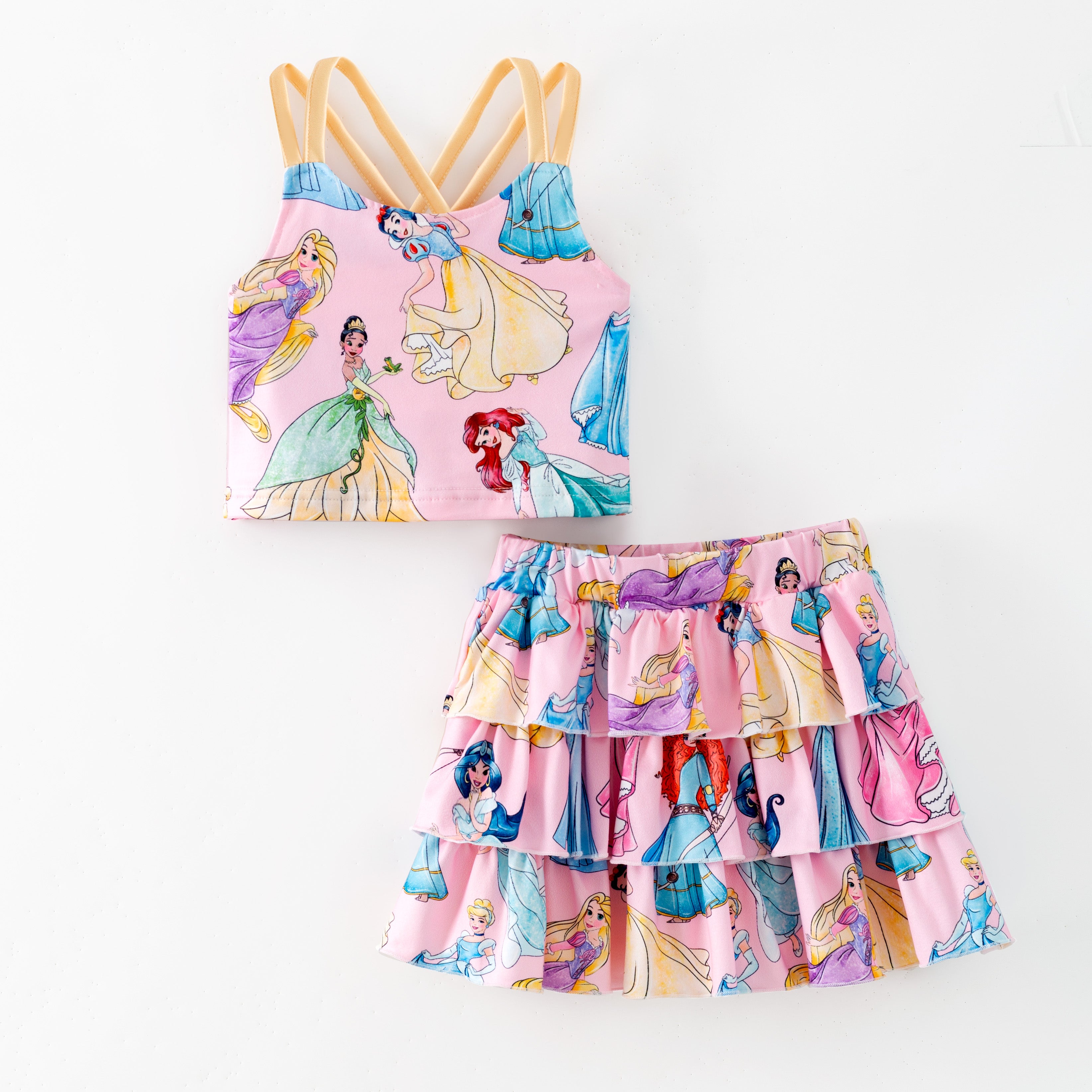 (Pre Order,Prepack Zone)Girls Spring&Summer Princess Print Skort Set(Mix Size)
