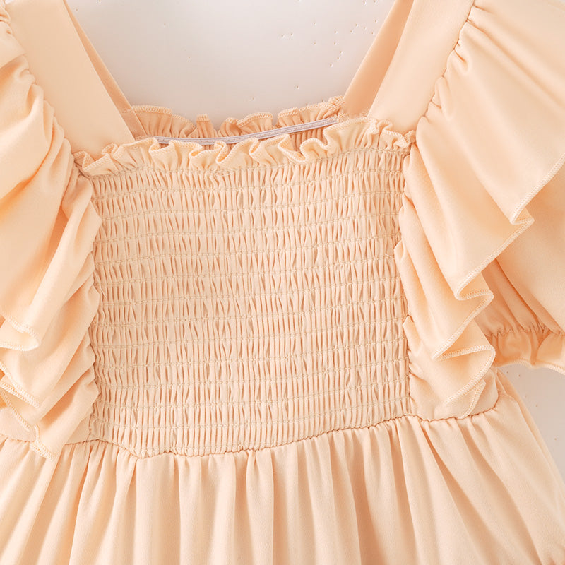 (In Stock)Mommy and Me Thanksgiving Color Matching Smocked Dress