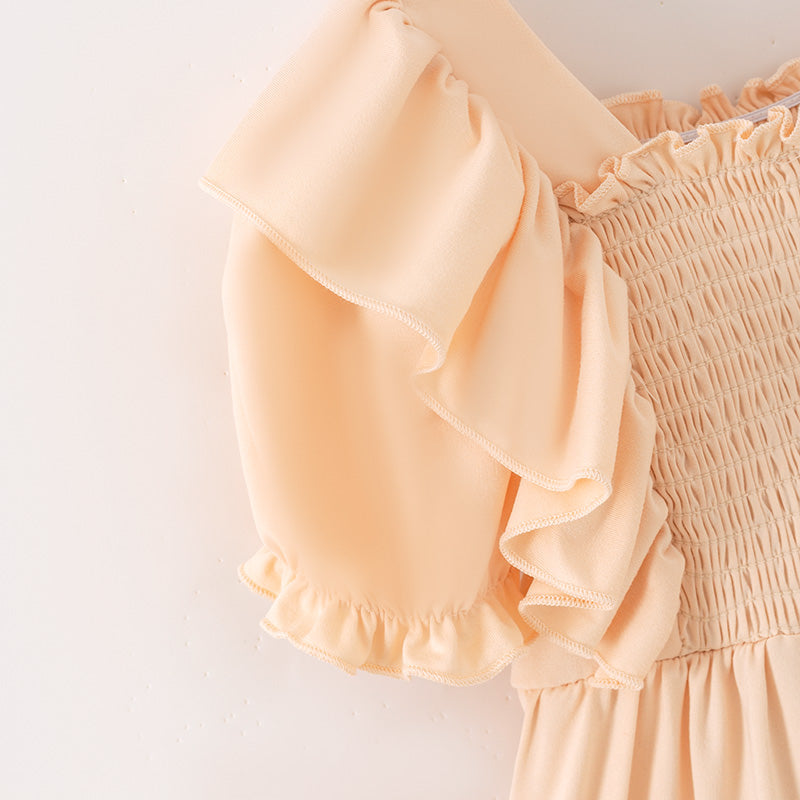 (In Stock)Mommy and Me Thanksgiving Color Matching Smocked Dress