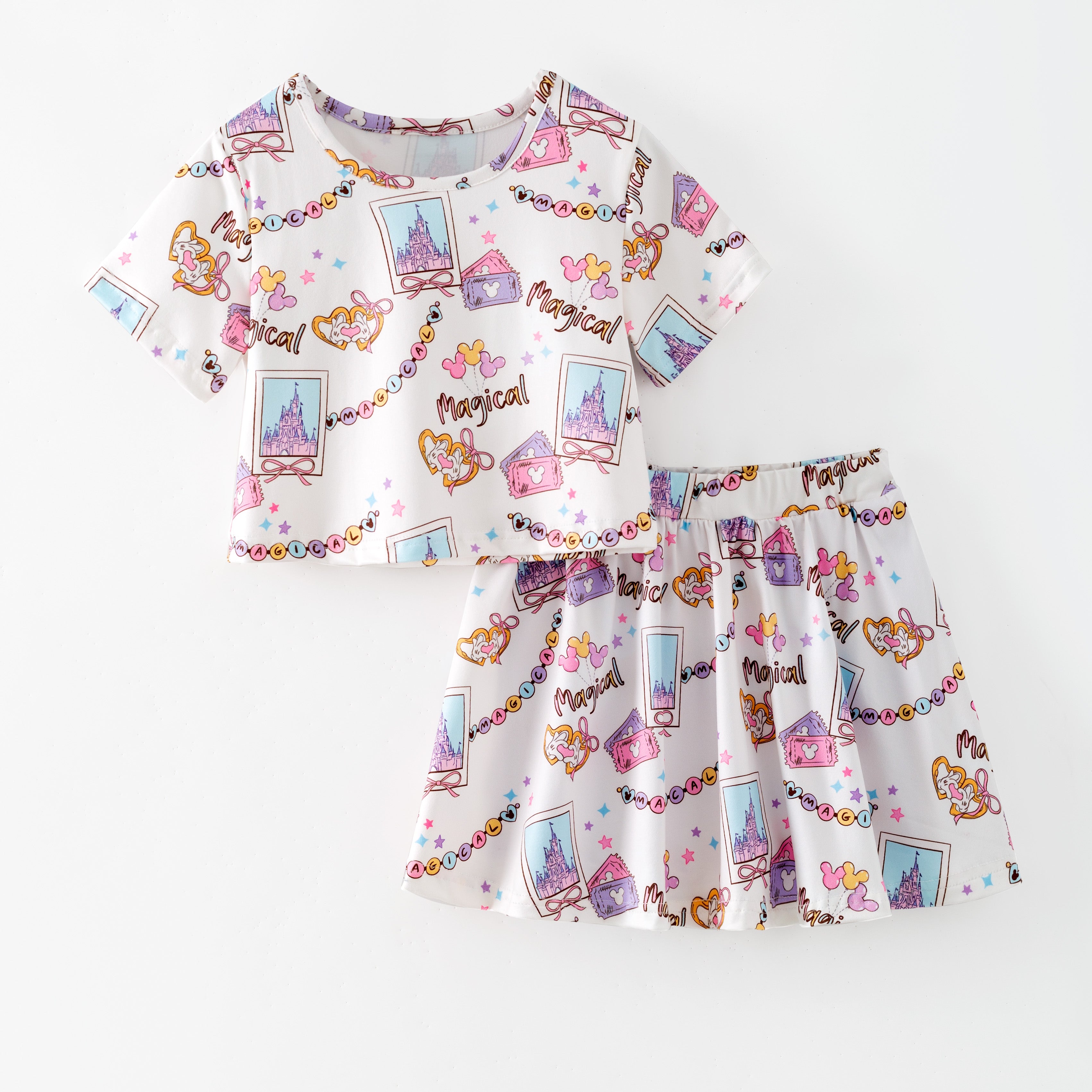 (Pre Order,Prepack Zone)Girls Spring&Summer Cartoon Print Dress,Skort Set(Mix Size)