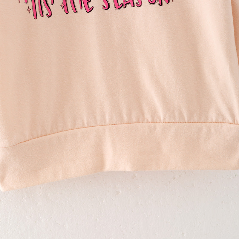 (In Stock L33-2-3)Girls Christmas Print Top