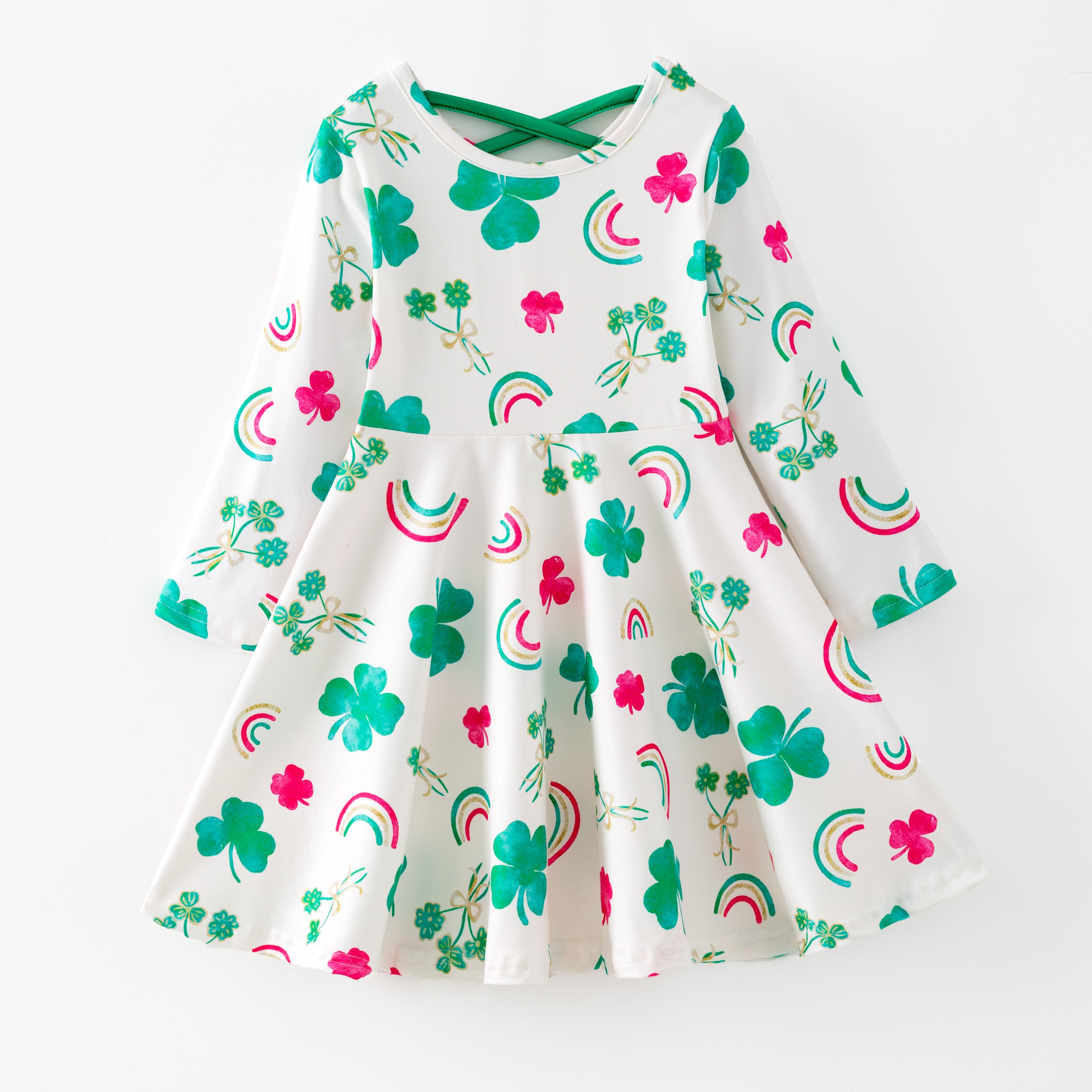 (Pre Order,Prepack Zone)Girls St. Patrick's Day Print Dress(Mix Size)