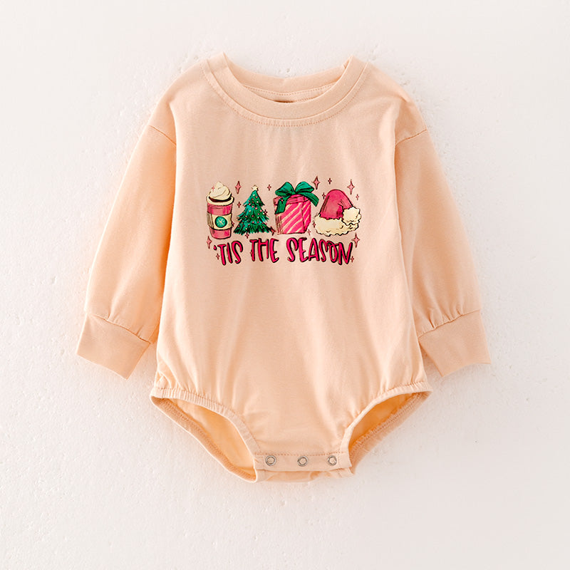 (In Stock L33-3-2)Baby Girls Christmas Print Romper