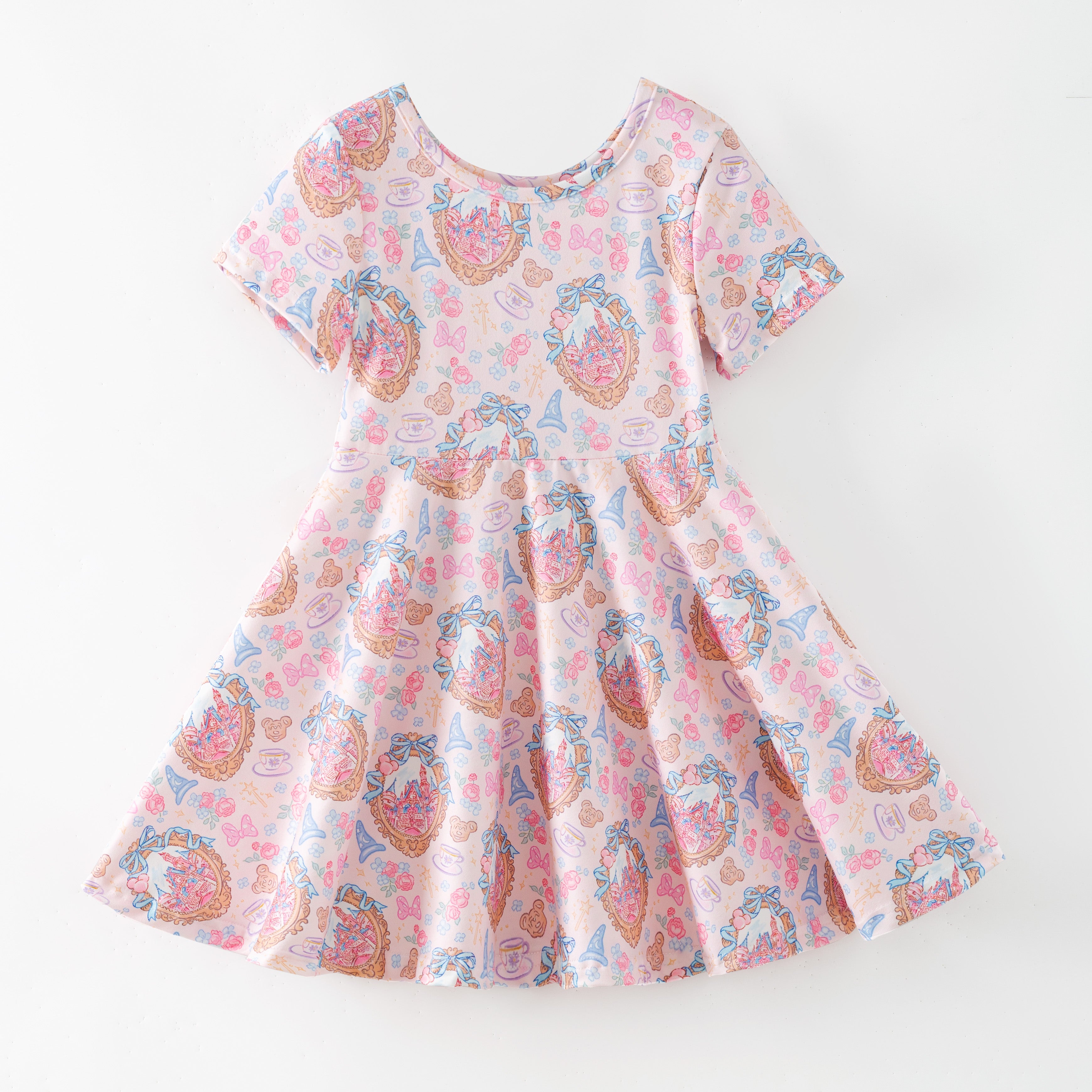 (Pre Order,Prepack Zone)Girls Spring&Summer Castle Print Dress,Skort Set(Mix Size)