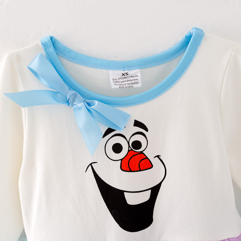 (In Stock E36-2-3)Girls Christmas Cartoon Print Outfit Set