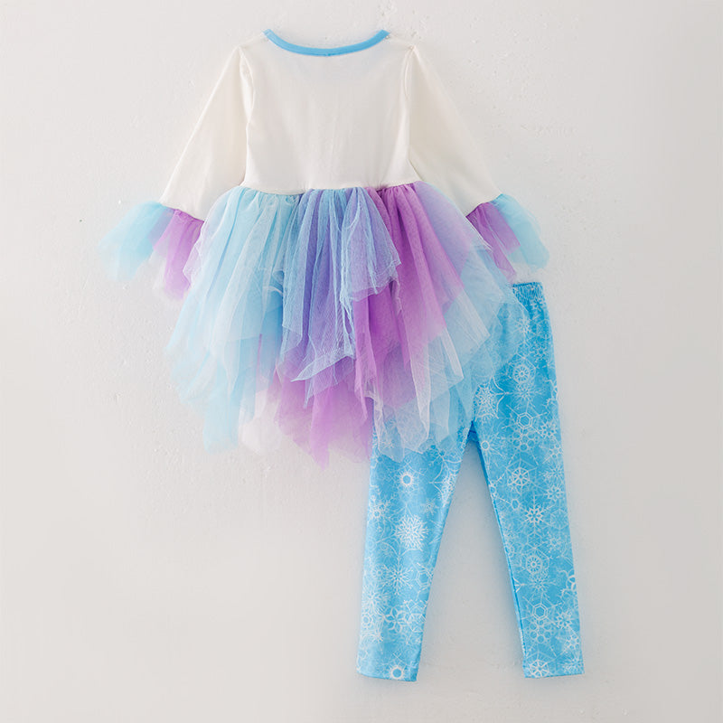 (In Stock E36-2-3)Girls Christmas Cartoon Print Outfit Set