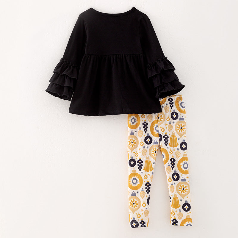 (In Stock L33-4-3)Girls Christmas Print Outfit Set