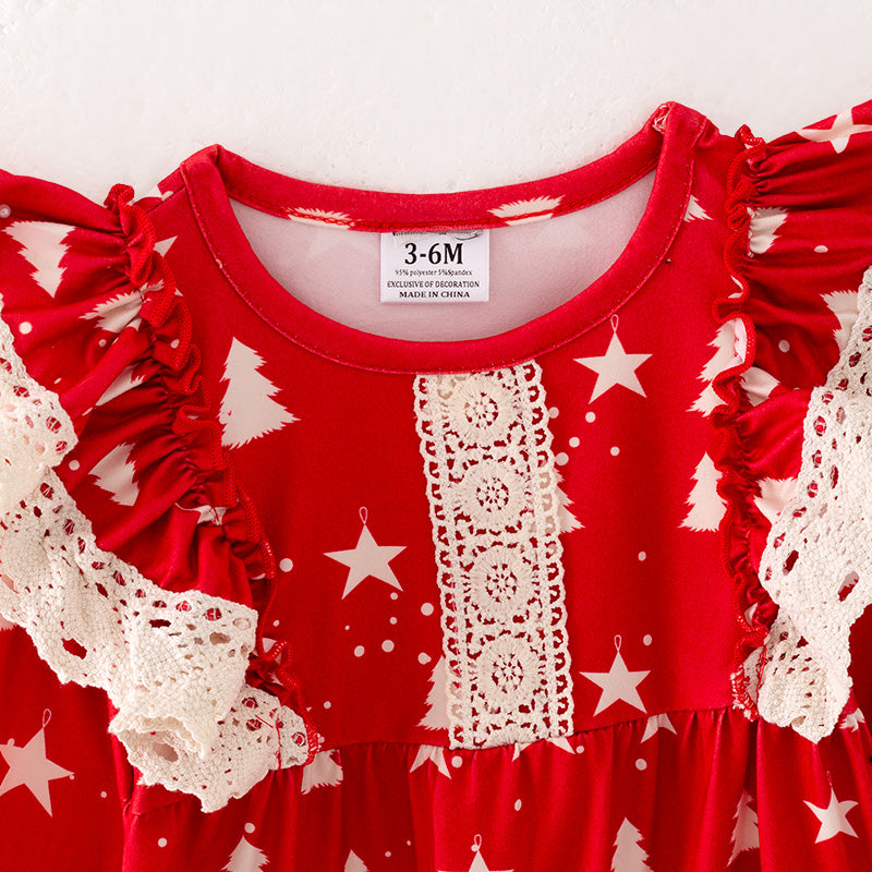 (In Stock L35-1-2)Baby Girls Christmas Print Romper