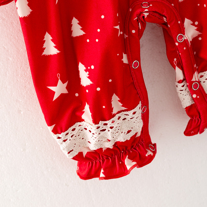 (In Stock L35-1-2)Baby Girls Christmas Print Romper