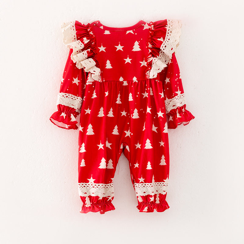 (In Stock L35-1-2)Baby Girls Christmas Print Romper
