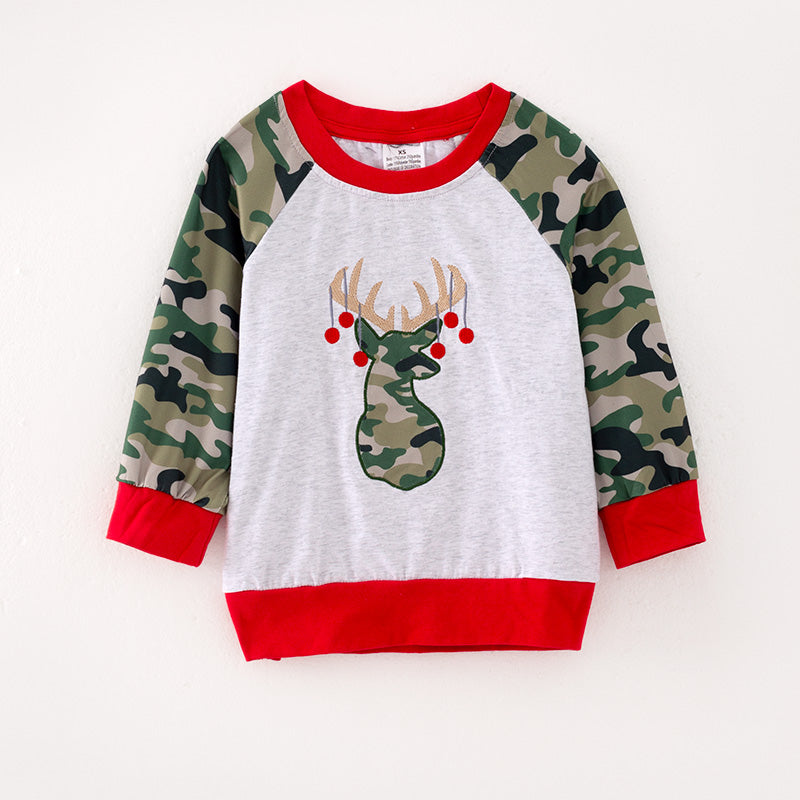 (In Stock L33-2-1)Boys Christmas Applique Top