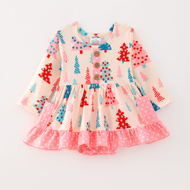 (In Stock L31-1-1)Baby Girls Christmas Print Romper