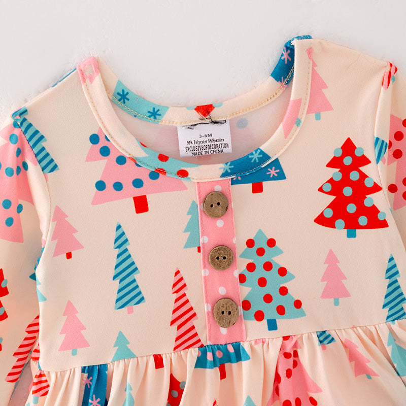 (In Stock L31-1-1)Baby Girls Christmas Print Romper