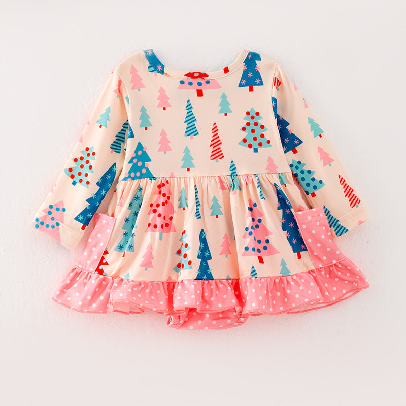 (In Stock L31-1-1)Baby Girls Christmas Print Romper