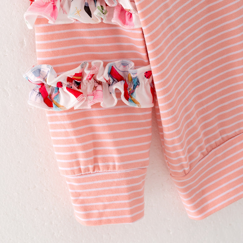 (In Stock L33-2-1)Girls Christmas Embroidery Stripe Top