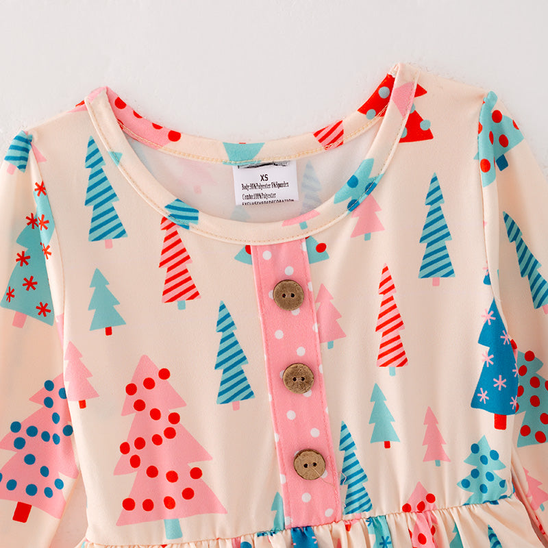 (In Stock L33-2-1)Girls Christmas Print Dress