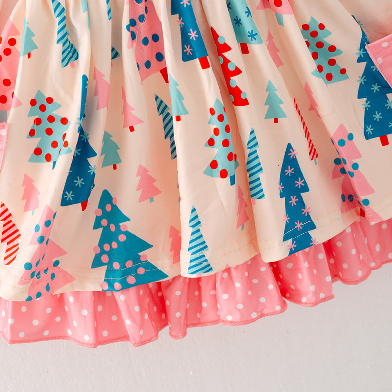 (In Stock L33-2-1)Girls Christmas Print Dress